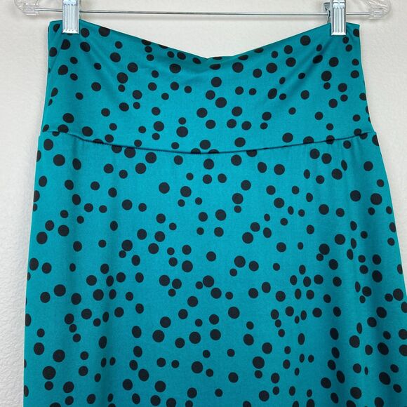 Azules A-Line Maxi Skirt Size Juniors L Green Black Knit Stretchy Waistband - Picture 2 of 5